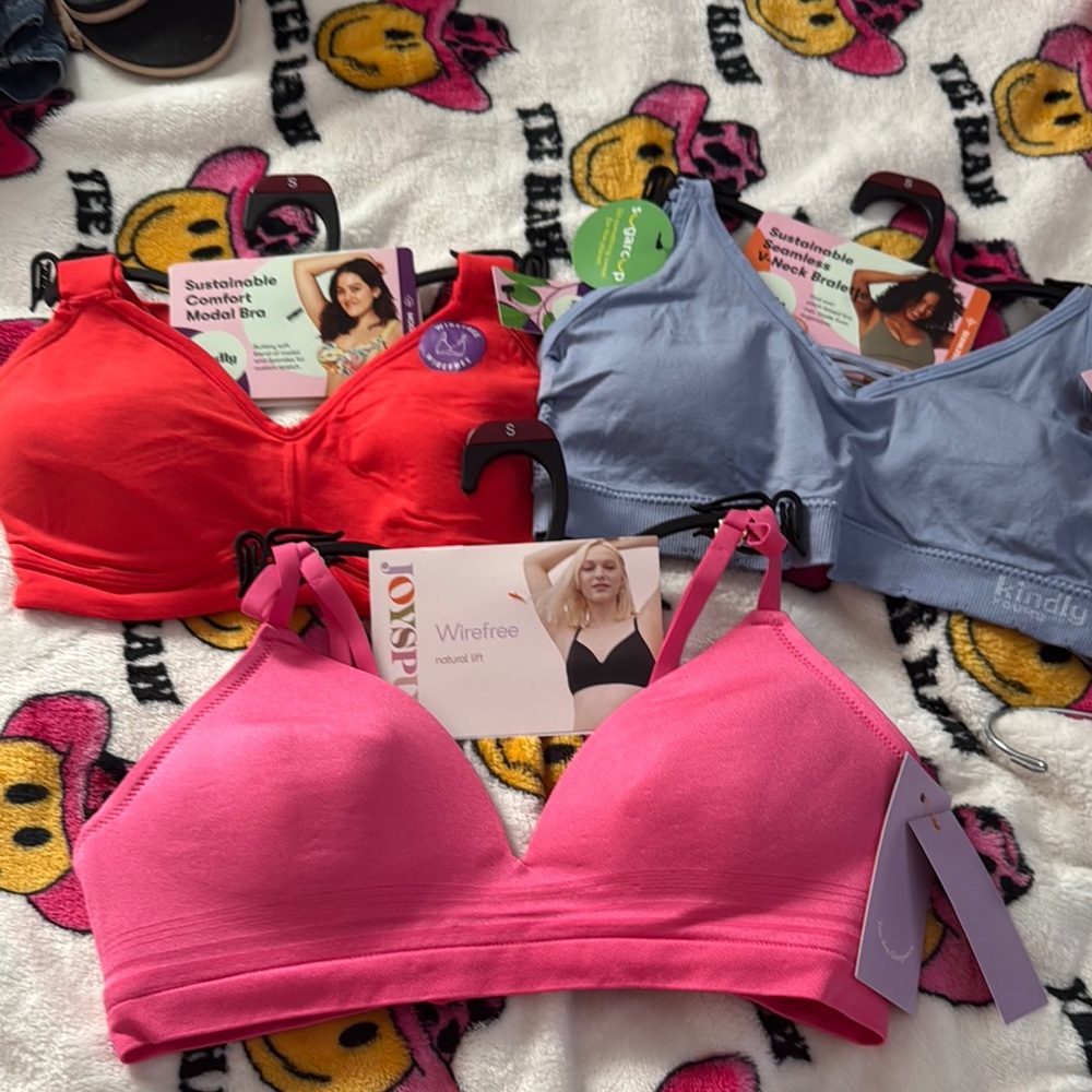 Women's Wirefree Bra - Pink and Blue
